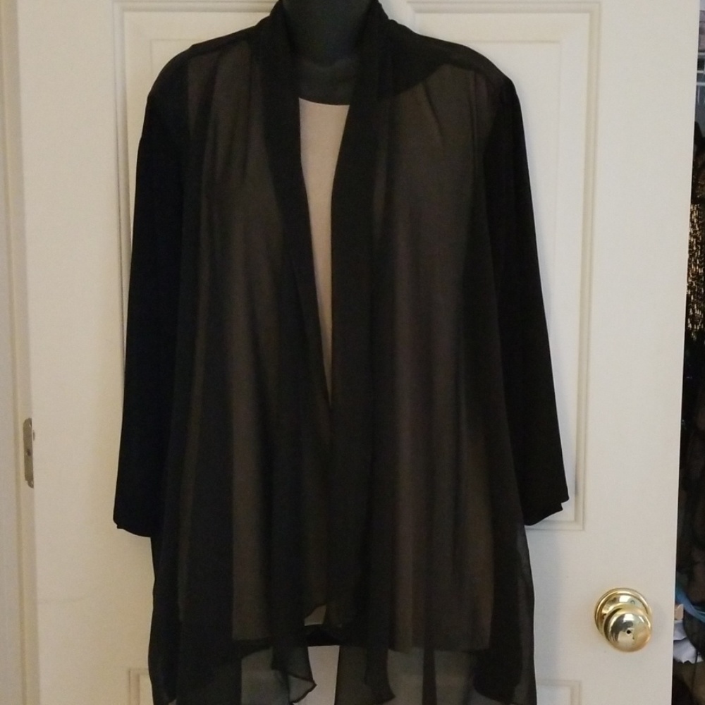 Chico's XL sz 3 Traveler's sheer black jacket